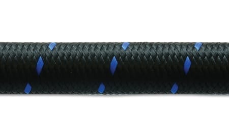 Vibrant 2ft Roll of Black Blue Nylon Braided Flex Hose; AN Size: -4; Hose ID: 0.22″