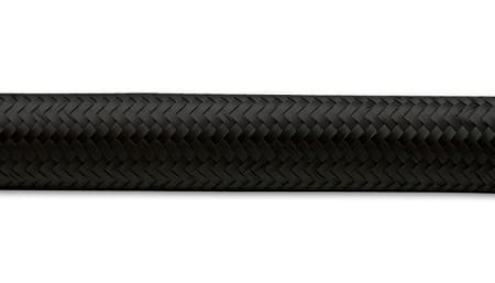 Vibrant 2ft Roll of Black Nylon Braided Flex Hose; AN Size: -10; Hose ID: 0.56″