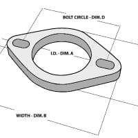 Vibrant 2-Bolt Stainless Steel Flanges (2.5″ I.D.) – Box of 5 Flanges