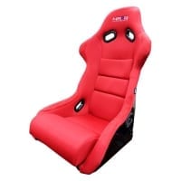 NRG Large Fiberglass Bucket Seat, Black FRP Backing, Red Cloth – NRG Logo