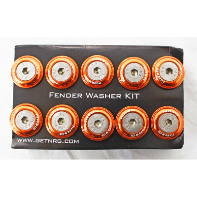 NRG Fender Washer Kit, Set of 10, Orange, Rivets for Plastic