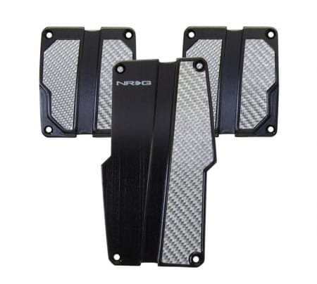 NRG Brushed Aluminum Sport Pedal Black w/ Silver Carbon MT