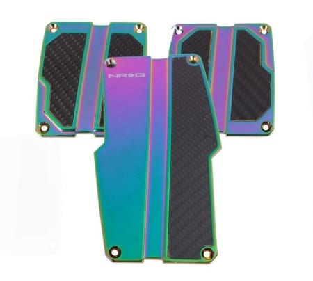 NRG Brushed Aluminum Sport Pedal Neo Chrome w/ Black Carbon MT