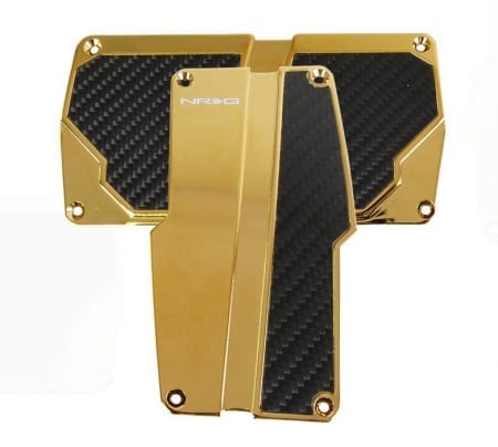 NRG Brushed Aluminum Sport Pedal Chrome Gold w/ Black Carbon AT