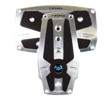 NRG Brushed Silver aliminum sport pedal w/ Black rubber inserts AT