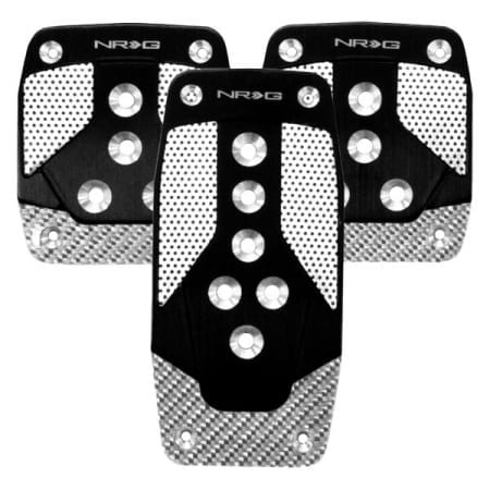 NRG Aluminum Sport Pedal Black w/ Silver Carbon MT