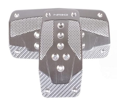 NRG Aluminum Sport Pedal Gun Metal w/ Silver Carbon AT