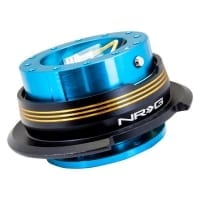 NRG Quick Release Kit – New Blue Body / Black Ring w/ Chrome Gold Horizontal Stripes