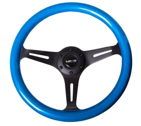 NRG Classic Wood Grain Wheel, 330mm, 3 spoke center in black – Blue