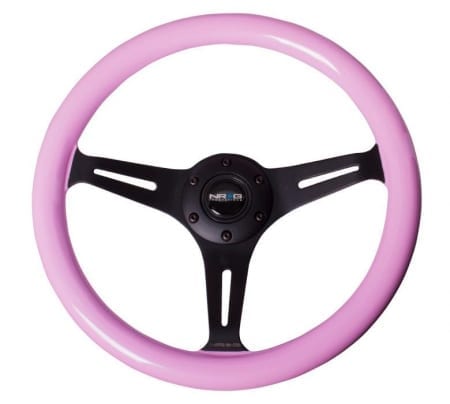 NRG Classic Wood Grain Wheel, 330mm, 3 spoke center in black – Pink