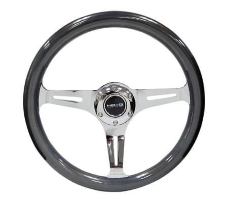 NRG Classic Wood Grain Wheel – 350mm 3 Chrome spokes – Chameleon Paint