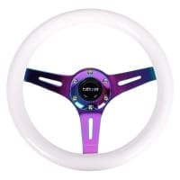 NRG White Wood Grain Wheel, 310mm, 3 spoke center in Neochrome