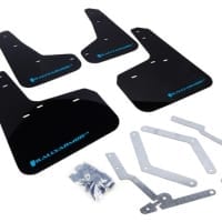 Rally Armor Front & Rear Mud Flaps – Black/Light Blue Logo – ’13 – 17 Ford Focus SE, Titanium, ST, RS