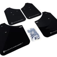 Rally Armor Front & Rear Mud Flaps – Black/Silver Logo – ’07 – 16 Mitsubishi Lancer DE, ES, GTS , SE, Ralliart Sedan