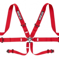 Sparco 6 Point 3″ Cam Lock Seat Belt Harness – Red