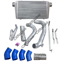 CX Racing Intercooler Kit + Turbo Intake Kit for 99-06 BMW E46 with 2JZ-GTE Engine with Stock Twin Turbo and R154 Transmission Swap