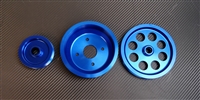 P2M NISSAN KA24E 3PCS ALUMINUM PULLEY KIT : BLUE RED SILVER