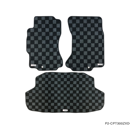 P2M NISSAN Z32 300ZX 1990-96 RACE FLOOR MATS + TRUNK MAT (3PCS SET) : DARK GREY