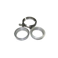 CX Racing 2.5″ Turbo V-Band Clamp x1 , Downpipe Flange Aluminum x2