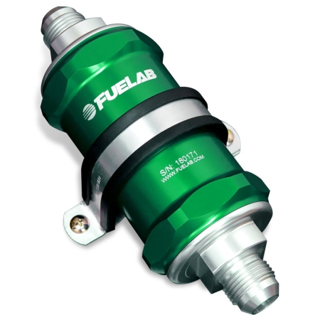 Fuelab 818 In-Line Fuel Filter Standard -6AN In/Out 10 Micron Fabric – Green