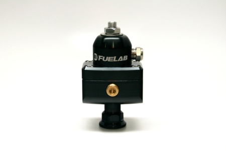 Fuelab 575 High Pressure Adjustable Mini FPR Blocking 25-65 PSI (1) -6AN In (2) -6AN Out – Black