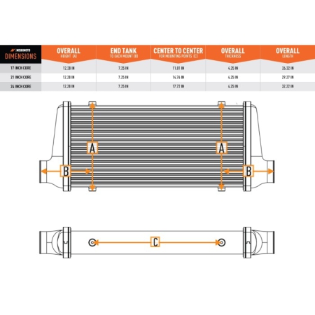 Mishimoto Gloss Carbon Fiber Intercooler – 450mm Black Core – Offset Flow tanks – Black V-Band