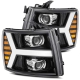 AlphaRex 07-13 Chevy 1500HD NOVA LED Proj Headlights Plank Style Matte Blk w/Activ Light/Seq Signal