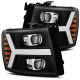 AlphaRex 07-13 Chevy 1500HD PRO-Series Proj Headlight Plank Style Gloss Blk w/Activ Light/Seq Signal