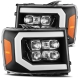 AlphaRex 07-13 Chevy Avalanche NOVA LED Proj Headlights Plank Style Matte Black w/Activ Light/DRL