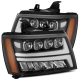 AlphaRex 07-13 Chevy Avalanche NOVA LED Proj Headlights Plank Style Matte Black w/Activ Light/DRL