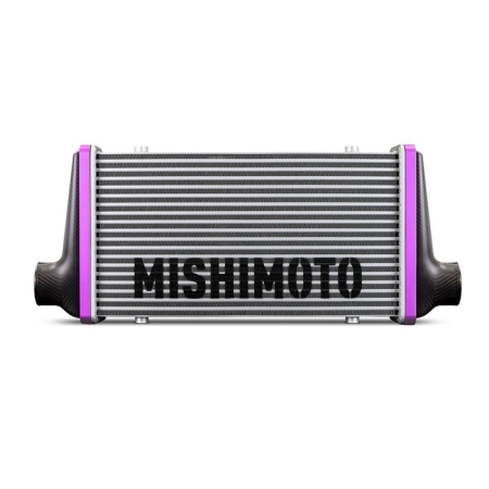 Mishimoto Matte Carbon Fiber Intercooler – 525mm Black Core – Offset Flow tanks – Blue V-Band