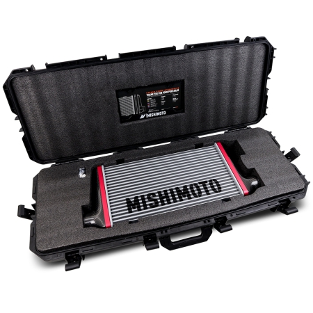 Mishimoto Matte Carbon Fiber Intercooler – 450mm Black Core – Offset Flow tanks – Blue V-Band