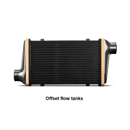 Mishimoto Gloss Carbon Fiber Intercooler – 600mm Gold Core – Offset Flow tanks – Purple V-Band