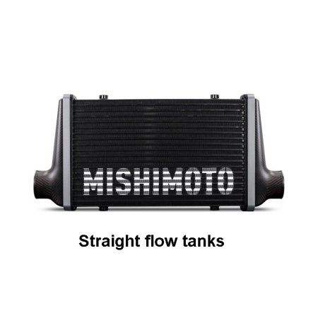 Mishimoto Matte Carbon Fiber Intercooler – 450mm Black Core – Offset Flow tanks – Blue V-Band