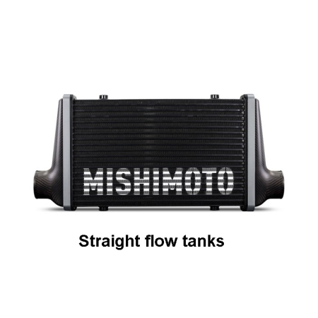 Mishimoto Gloss Carbon Fiber Intercooler – 525mm Gold Core – Straight Flow tanks – Silver V-Band