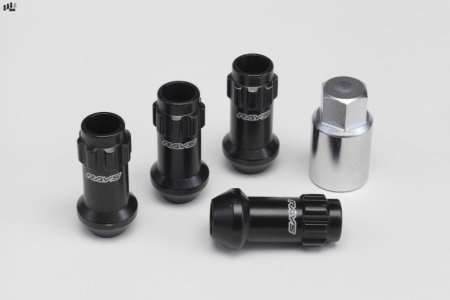 Volk Racing 17Hex Racing Lock Nut Set L48 Long Type (4 Pcs) 12X1.25 Black Chromate