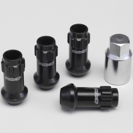 Volk Racing 17Hex Racing Lock Nut Set L48 Long Type (4 Pcs) 12X1.25 Black Chromate