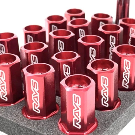 Volk Racing Dura-Nut L32 Straight Type M12X1.25 Lock and Nut Set Red