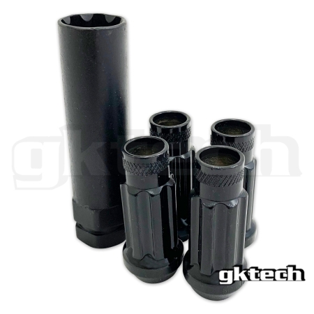 GK Tech Black M12x1.5 Open Ended Lock Lug Nuts (Set of 4 + Socket)