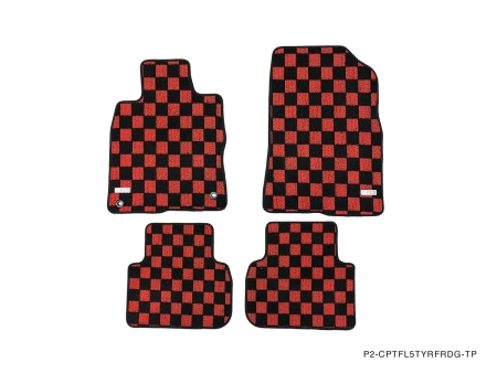 P2M HONDA CIVIC TYPE-R (FL5) 2022+ / Acura Integra 2024+ (DE5) RACE FLOOR MATS : Red / Black CHECKERED PATTERN (FRONT/REAR) **Limited Production Run**