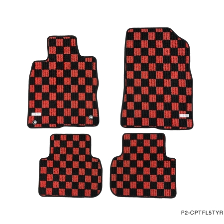 P2M HONDA CIVIC TYPE-R (FL5) 2022+ / Acura Integra 2024+ (DE5) RACE FLOOR MATS : Red / Black CHECKERED PATTERN (FRONT/REAR) **Limited Production Run**