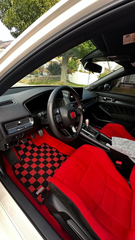 P2M HONDA CIVIC TYPE-R (FL5) 2022+ / Acura Integra 2024+ (DE5) RACE FLOOR MATS : Red / Black CHECKERED PATTERN (FRONT/REAR) **Limited Production Run**