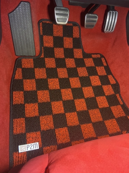 P2M HONDA CIVIC TYPE-R (FL5) 2022+ / Acura Integra 2024+ (DE5) RACE FLOOR MATS : Red / Black CHECKERED PATTERN (FRONT/REAR) **Limited Production Run**