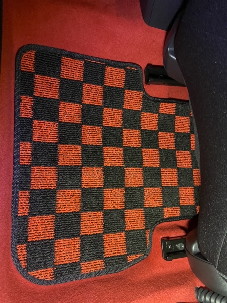 P2M HONDA CIVIC TYPE-R (FL5) 2022+ / Acura Integra 2024+ (DE5) RACE FLOOR MATS : Red / Black CHECKERED PATTERN (FRONT/REAR) **Limited Production Run**